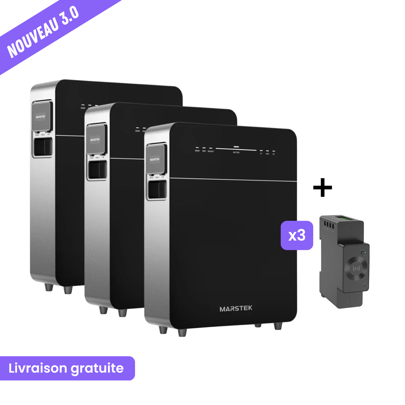 Pack Batteries de stockage VENUS E 3.0 Marstek 5120Wh couplé en AC